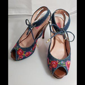 Jamison/ Blue jean with floral Embroidery